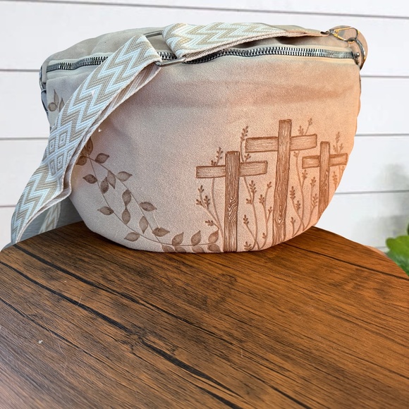 Cross Burned Purse, Burned Cross Design, Cross Body Purse, Fanny Pack - Picture 1 of 2